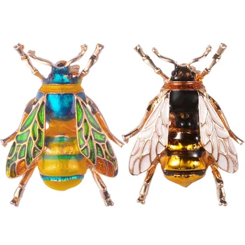 Насекоми Пчела Брошка за Жени Деца Момичета Пчелите Бижута Gold Зелен Цвят на Емайла, Брошки Игли Бижута Bumblebee Икони Подаръци