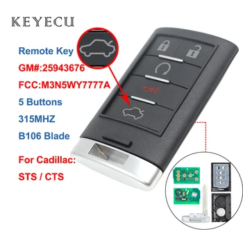 Keyecu M3N5WY7777A 315 Mhz 5 на Бутоните на Дистанционното на Ключа на Автомобила Ключодържател за Cadillac CTS 2009 2010 2011 2012 2013 2014 2015 STS 2008-2011