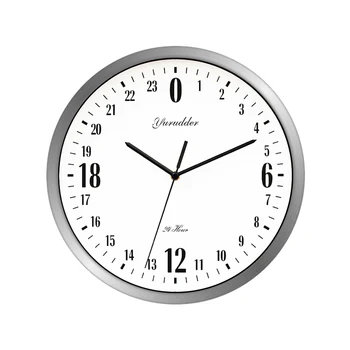 Най-новият 24-Часова Дизайн на Циферблата 12 Инча(Ите) Стъпка Метална Рамка Съвременните Модни Декоративни Кръгли Стенни часовници