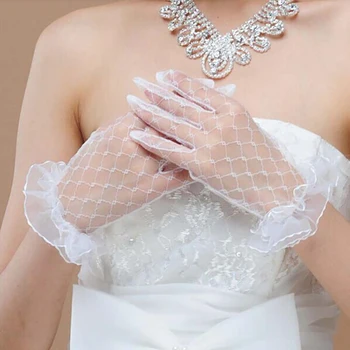 Къси Дантелени Сватбени Ръкавици И Бели Ръкавици С Дължина До Кръста Секси Сватбени Ръкавици Гант Enfant Mariage