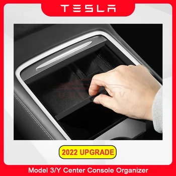За Tesla, Модел 3 Y 2021 2022 Кутия За Съхранение на Централната Конзола Органайзер Стекающийся Тава Авто Подлакътник Скрит Чекмедже ABS Аксесоари За Багажника