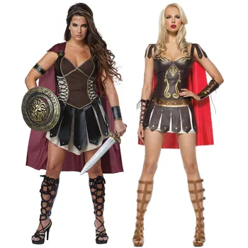 Хелоуин Пурим Възрастни Жени Римският Гръцки Воин Гладиатор 