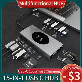 USB C HUB до 4K, HDMI, RJ-45 SD/TF Мулти USB 3.0 Порт Адаптер бързо зареждане Type-C 3,1 За Microsoft Surface Pro 8 7 7+ 6 5 4 X Докинг станция