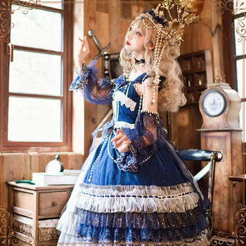 Звездна нощ ~ Елегантна Класическа Дълга рокля Royal Lolita JSK от YLF