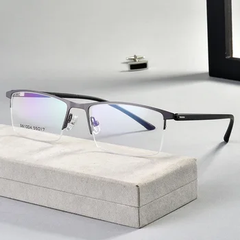 Очила В Метални Рамки С Половини Ръб За Мъже, Ультралегкие Очила За Късогледство В Бизнес Стил, Продажба На Рамки