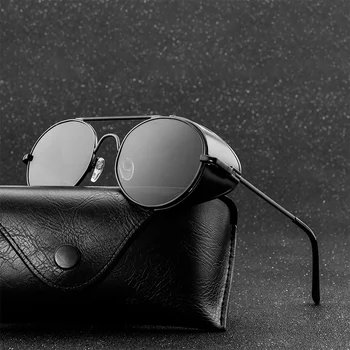 Пънк Кръгли Слънчеви Очила, Мъжки, Женски Класически Vintage Слънчеви Очила, Мъжки И Женски, Метални Рамки Нюанси На Ретро Steampunk Oculos De Sol