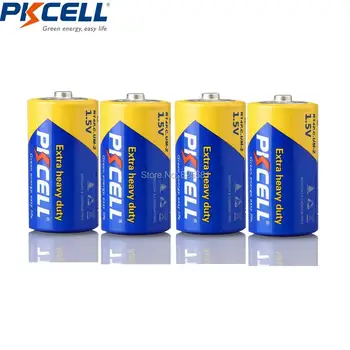 PKCELL R14P Цинк-Въглеродни Батерия 4 бр. R14P UM2 C Размер на 1,5 На Super heavy duty Суха Батерия за Цифров Фотоапарат, Радио Играчки Walkman