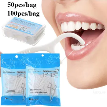50/100 парче конец за Зъби Хигиенни клечки за Зъби, За Устата, за Еднократна употреба Межзубная Четка Пръчка За Почистване на зъбите на Грижи За Здравето на Почистване на устната Кухина