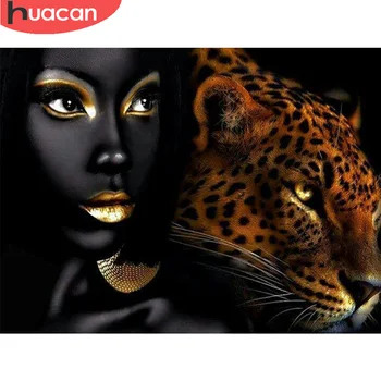 HUACAN САМ Диамантена Живопис 5D Красотата на Леопард Диамантена Художествена Бродерия Животно Постъпването на Ново Начало Декор Мозайка