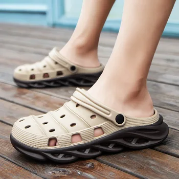 Два начина Градински обувки Тенденция Улични Мъжки Чехли Нескользящая Индивидуалност Мъжки Плажни обувки, Сандали и чехли