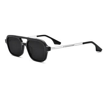 Нови Мъжки Реколта Очила с UV400 Мъжки слънчеви Очила За шофиране Сини Лещи Кафява Дограма 6 Цвята