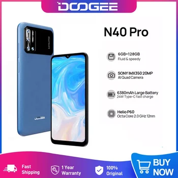 Гореща Разпродажба DOOGEE N40 Pro Мобилен Телефон 6,5 инча 20MP Четырехъядерная Помещение Хелио P60 6 + GB 128 GB Смартфон 6380 mah Батерия 24 W бързо Зареждане