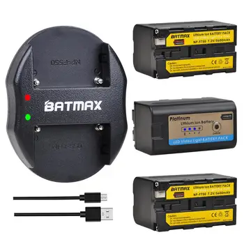 Batmax NP-F750 NP-F770 F750 Батерия с led индикатор + USB Двойно Зарядно Устройство за led Видео YN300Air II YN300 III YN600 L132T