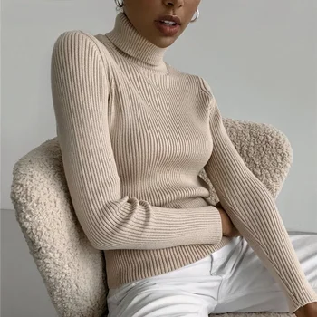 23 Цвят Женски Тънък Пуловер Пуловер 2021 Есен Зима Нова Поло Обикновен Топъл Пуловер Вязаный