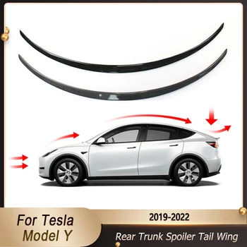 Заден Спойлер на Багажника, За Tesla, Модел Y 2019 2020 2021 2022 Заден Багажник За Устни от въглеродни влакна Вид/Черен ABS Спойлер За Броня Стайлинг Автомобили