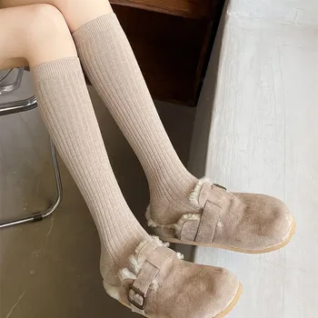 Есенните Модни Дамски Чорапи, Памучни Възли Обикновена Дълги Чорапи, Чорапи И Интериор В Японски Стил, Чорапогащи За Момичета На Средно Училище