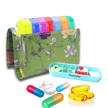 7-дневен опаковка таблетки за ежедневно приемане на лекарства в чантата си, цветен диспенсер за лекарства в чантата си, водоустойчив преносим диспенсер за лекарства