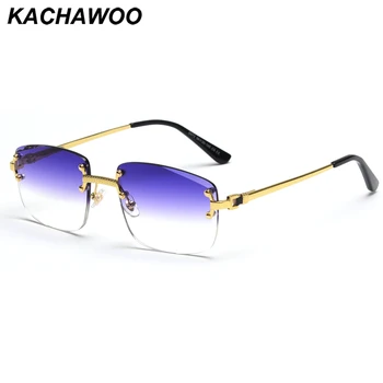 Kachawoo без рамка квадрат слънчеви очила дамски uv400 кафяви, сини градиентные лещи метални слънчеви очила без рамки за мъже-популярните висококачествени