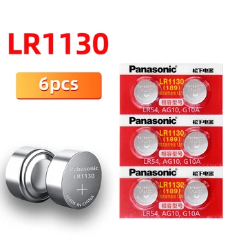 6 бр./лот Panasonic 1,5 AG10 LR1130 Батерии за монети LR 1130 Алкални AG10 389 LR54 SR54 SR1130W 189 Бутон LR1130