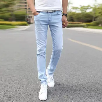 Летни Черни, Бели, Сини Тесни Дънки за Мъже 2022 Корейски Модни Реколта Директни Тесни Дънки Мъжки Панталон-молив Дънкови Панталони