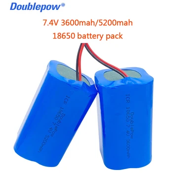100% реални капацитет Doublepow 7,4 В 18650 литиево-йонна батерия 3600/5200 mah акумулаторна батерия за високоговорители с печатна платка