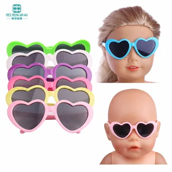 1 бр. мини-точки за 43 см има кукли, аксесоари и американската кукла детски пластмасови слънчеви очила с цветен модел във формата на сърце пъстри