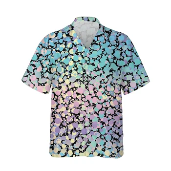Jumeast Цветни Леопардовые Ризи За Мъже Козметична Облекло Негабаритная Хавайски Мъжка Риза С Къс Ръкав и Копчета Модерен Уличен Топ