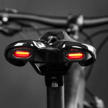 Пътен под Наем на Седлото МТБ Велосипеди Седалка С Предупредителен Заден Фенер USB Зареждане Планинско Колоездене Състезанието Дишаща PU Мека Възглавница на Седалката