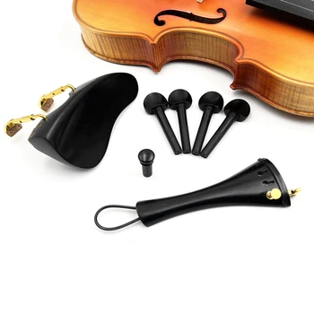 1 комплект нова Форма на цигулка 4/4 аксесоари от эбенового дърво резервни части, фитинги, Джолан + клечки за настройки + Накрайници + Поставка за брадичката/Титуляр за брадичката + тунер