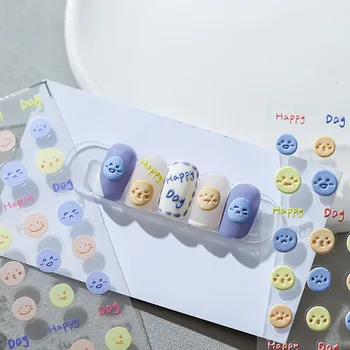 1 Лист Усмивка Дизайн Нокти 3D Стикери Щастлив Ден Израз на Стикери За Нокти, Усмивка Маникюр Японски Дизайн направи си САМ Щастливи Аксесоари