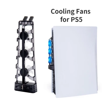 за вентилатори за охлаждане на конзолата PS5 PS5 Console Cooler 3-Вентилатори с led индикатор за конзоли Sony Playstation 5 с led подсветка