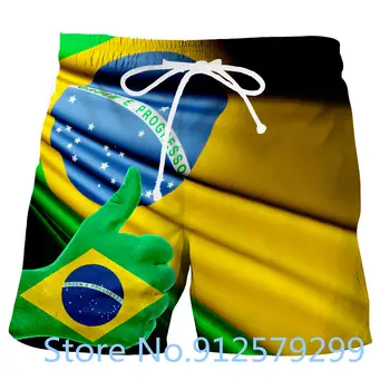 2022 Нови къси Панталони Мъжки Бразилски Спортни Шорти Бразилски Флаг на Летни Плажни Шорти с 3D Принтом Модерни Ежедневни Дамски къси Панталони
