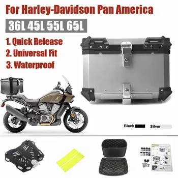 За Harley-Davidson Pan America Мотоциклет Багажното Калъф На Задната Част На Горната Кутия За Мото Каска Багажника Е Алуминиев Горен Калъф Е Водоустойчив Быстросъемный