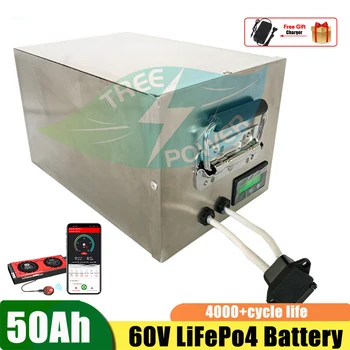 60 В 50Ah Lifepo4 Батерии С ПРИЛОЖЕНИЕ на BMS за 3000 W Електрически Велосипед Мотокар Мотокар Скутер Планинско Колоездене + 10A Зарядно Устройство