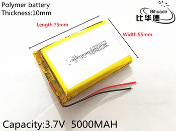 SD 10 бр./лот Безплатна доставка 105575 3,7 В литиево-полимерна батерия 5000 ма САМ мобилен авариен източник на захранване