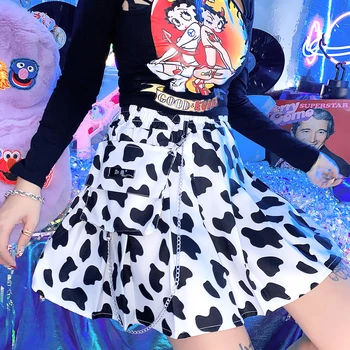 Японски Харадзюку готино момиче тиаоди крава Верига Джобни меки поли за момичета поли