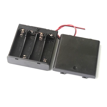 4x1,5 На Притежателя батерии тип AA с капак на превключвателя за включване изключване Подводящие тел (за 4 КЛЕТКИ тип АА) 4X1,5 В Калъф за съхранение на акумулаторни батерии тип АА Кутия