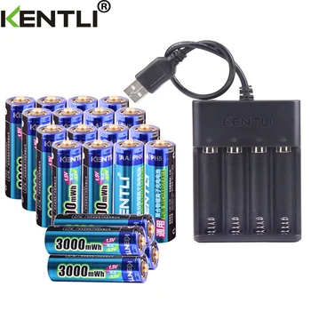 KENTLI 1,5 3000 МВтч литиева акумулаторна литиево-йонна батерия AA aa + 4-канален полимерна литиево-йонна батерия зарядно устройство