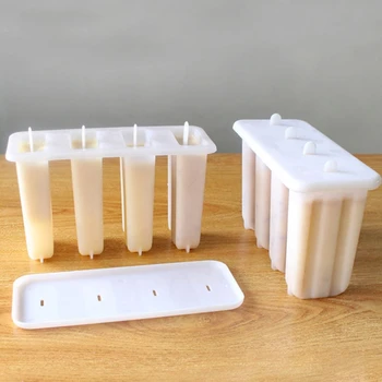 4 клетки отливают във форма машина за сладолед мухъл Лед-Плячка за многократна употреба лесен въпрос за домашно