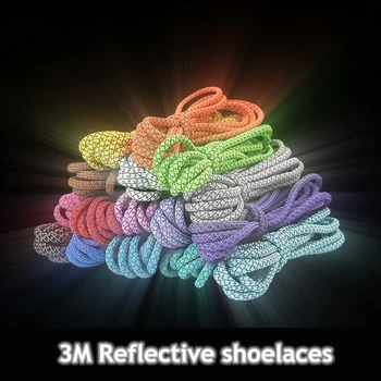 1 Чифт светлоотразителни връзки 3 м, с високо качество кръгли връзки за обувки, шнурове за обувки и маратонки, 19 цвята, Дължина 100 см, 120 см, 140 см, 160 см