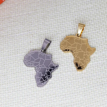 2 ЕЛЕМЕНТА Карта на Африка Висулка САМ Подарък От Неръждаема Стомана За Жени, Мъже Чар Висулка За Гривна Бижута