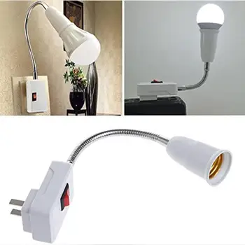 Неръждаема Стомана E27 Основата На Лампата Гъвкав Огъване Мобилен Тест Лампа В Контакта Адаптер На Светлината Включете Ключа Гореща Продажба