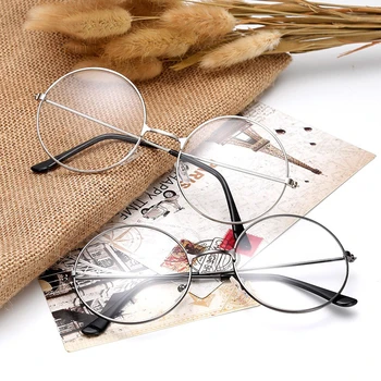 Модни Синя Прозрачна Рамки За Очила За Жени И Мъже, Реколта Кръгли Очила За Очите, Женски, Мъжки, Пластмасови Прозрачни Оптични Рамки За Очила