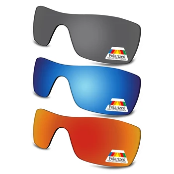 Bwake 3 бр. Черни, сини и Огнено-Червени Поляризирани Сменяеми Лещи за слънчеви очила Oakley Batwolf OO9101 в Рамките