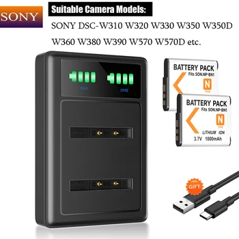 Оригинален Sony 3,7 НА NP-BN1 Литиева Акумулаторна батерия, Батерия за Фотоапарат + Зарядно Устройство За sony DSC-W320 W510 W520 W610 W630 W690