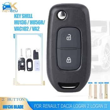 KEYECU Флип дистанционно на Ключа С 2 Бутона Ключодържател за Renault Dacia Logan 2 Logan II 2018 2019 2020 HU136/HU56R/VAC102/VA2