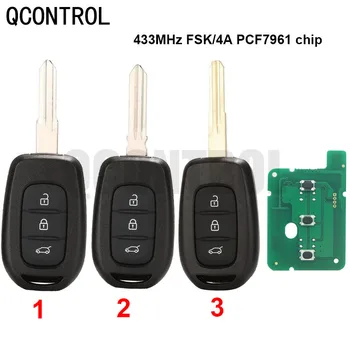 QCONTROL Дистанционно 3-бутон Автомобилен Ключ за Renault Sandero на Dacia Logan Lodgy Dokker Duster 2016 с чип PCF7961M HITAG AES 433 Mhz