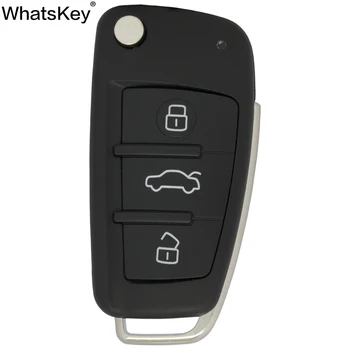 WhatsKey 3 Бутона Сгъваем Дистанционно Управление Флип Калъф За Ключове на Автомобила Калъф За Audi A6L A3 A4 A6 A8 Q7 TT 2008 2009 2010 2011 ключодържател Авто калъф