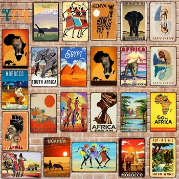 【YZFQ】 Африканска градска Табела-Метална Реколта Пътна Лидице Табела За Стена на Кръчмата Кафене Хола на Дома Занаяти Декор DU-7983B