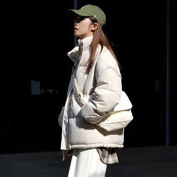 COZOK2022, Нов Зимата на Топло Пуховик За Жени, Корейската Версия на Модно палто голям Размер, Свободна Ежедневни Бяла Черно Зимно яке